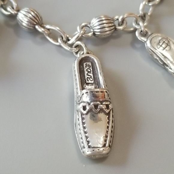 Brighton "SHOE LOVE" Detailed Silver Sandal, Slide, & Loafer 6-Charm Bracelet 👠 - Picture 6 of 16
